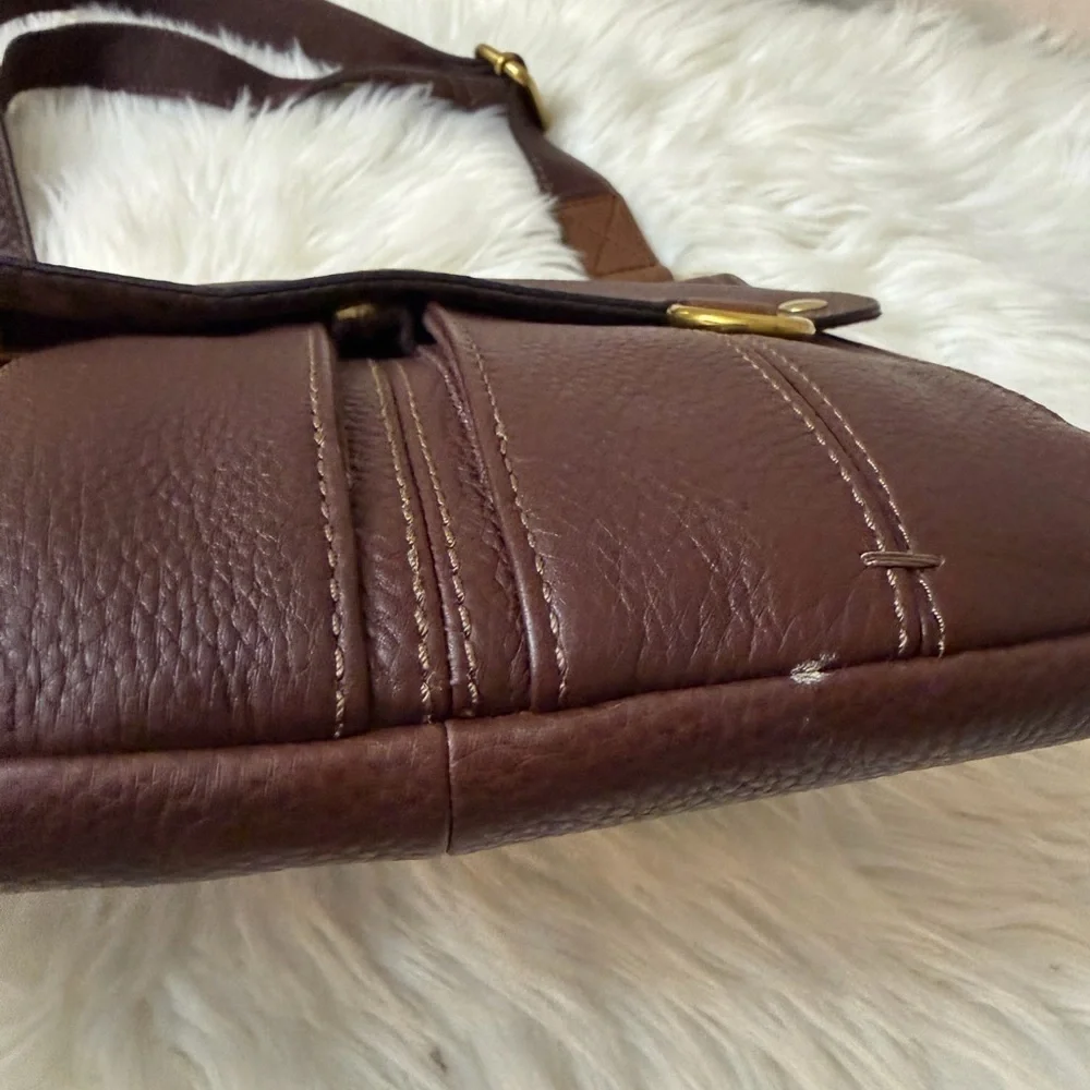 Fossil Dark Brown Leather Messenger Bag